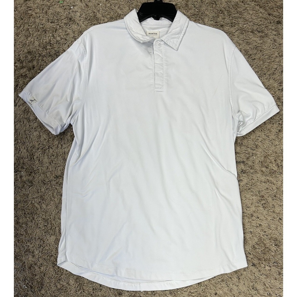 Mantra Mens Size L White Short Sleeve Golf Polo Shirt (J13)